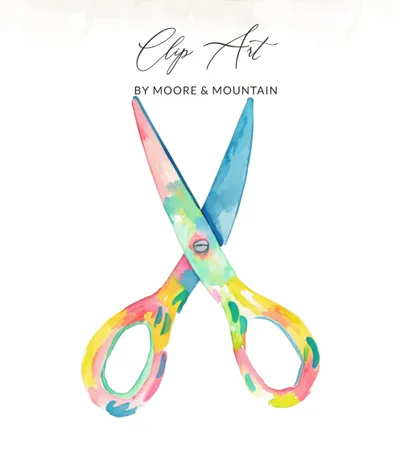 Preppy Clip Art Watercolor Scissors SVG Clipart PNG | Digital Crafting Tool Graphic for Teachers, Crafters & Artists, Scrapbook Supply
