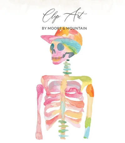 Preppy Clipart PNG | Colorful Skeleton Digital Download | Sublimation SVG File for T-Shirts & Crafts | Rainbow Skull Artwork