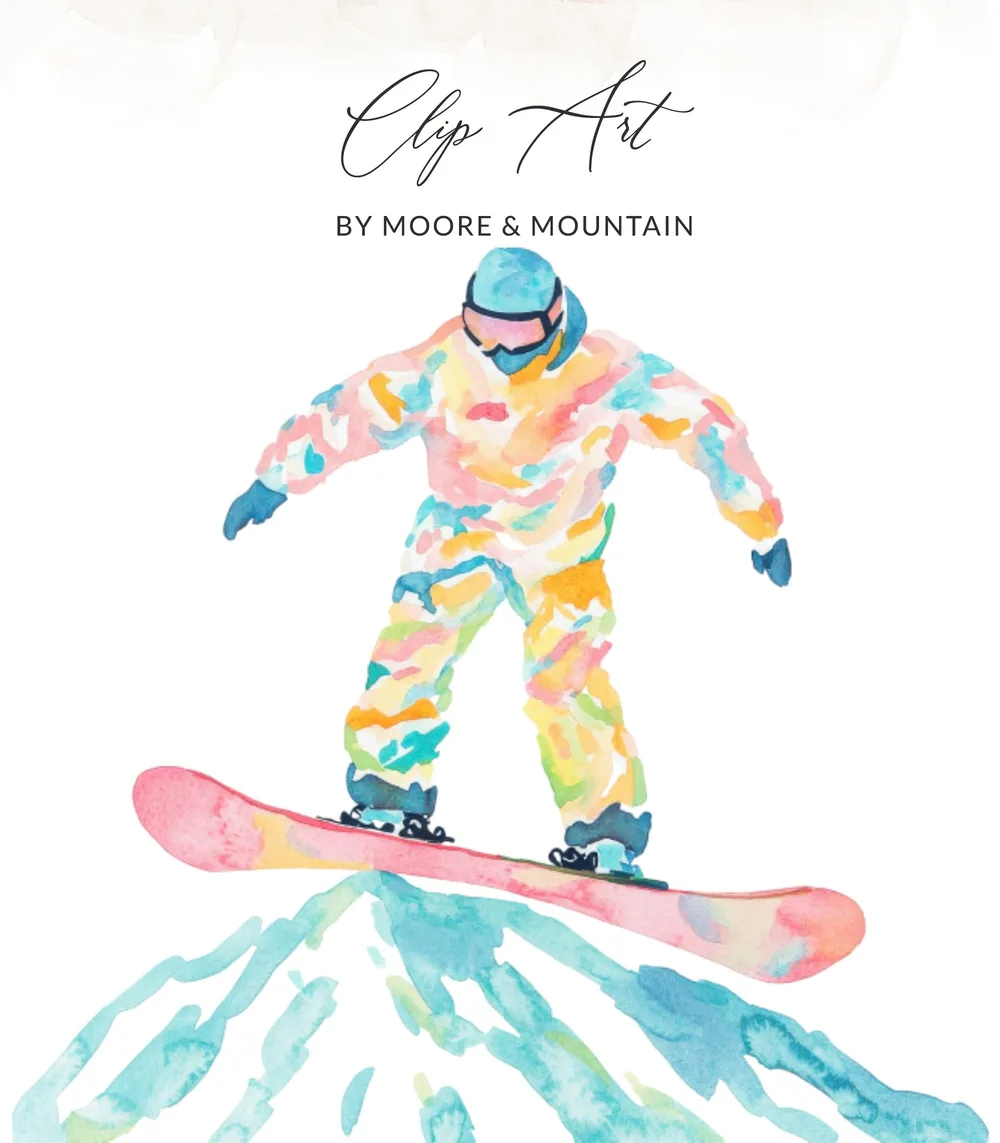 Preppy Clipart PNG Snowboarder Sublimation SVG File - Colorful Winter Sports Digital Download for Ski Lovers & Teen Gifts