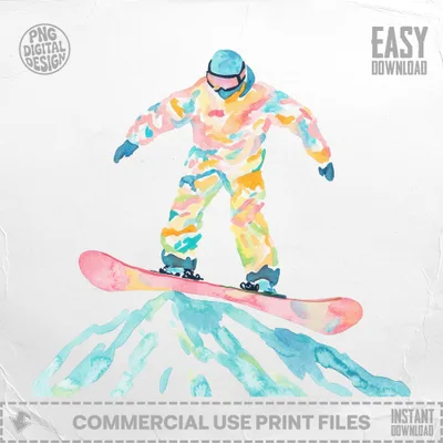 Preppy Clipart PNG Snowboarder Sublimation SVG File - Colorful Winter Sports Digital Download for Ski Lovers & Teen Gifts
