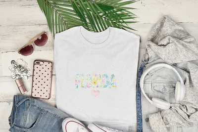 Preppy Florida SVG PNG Digital, Watercolor Floral Letters, Gouache Style Illustration, Trendy Pastel Artwork, Artsy Girly Clipart, Whimsical SVG
