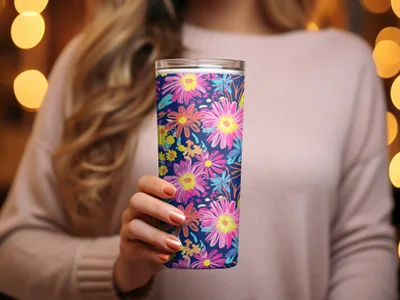 Colorful Floral Insulated Tumbler for Hot and Cold Drinks