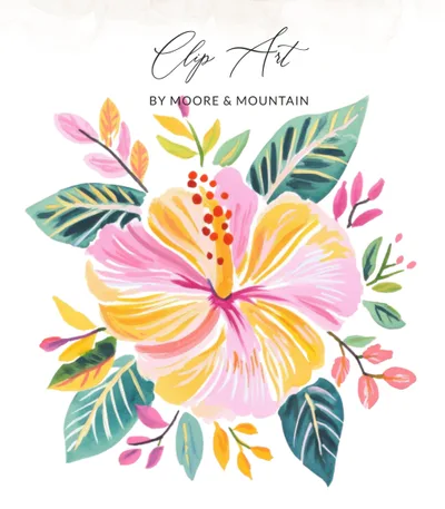 Preppy Hibiscus Flower PNG SVG, Preppy Clip Art Preppy Graphic, Tropical Prep Illustration, Cute Cartoon Style, Artsy Girly SVG Design SVG