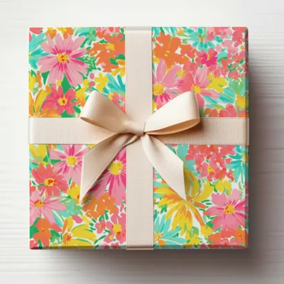 Vibrant Floral Pattern Wrap for Gifts Present Box