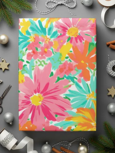 Vibrant Floral Design Wrapping Paper for Gift Giving