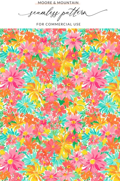 Bright Floral Seamless Pattern for Commercial Use