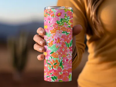 Floral Patterned Insulated Tumbler Drinkware