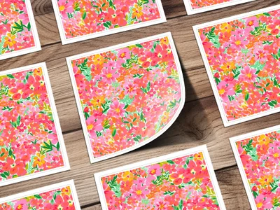 Vibrant Floral Pattern Square Print Art Product