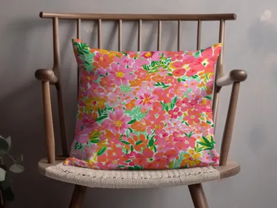 Vibrant Floral Print Decorative Throw Pillow Product