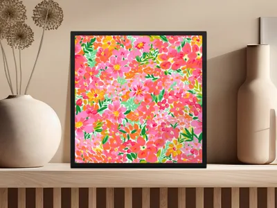 Vibrant Multicolor Floral Wall Art Print Decor Stunning