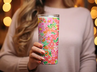 Vibrant Floral Patterned Insulated Tumbler Cup