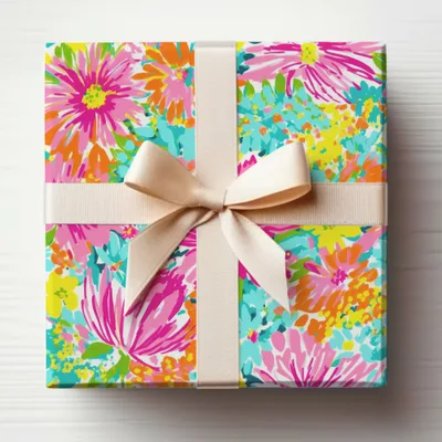 Vibrant Floral Gift Box with Ribbon for Special Occasions