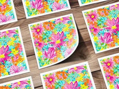 Vibrant Floral Pattern Stickers for Craft Projects