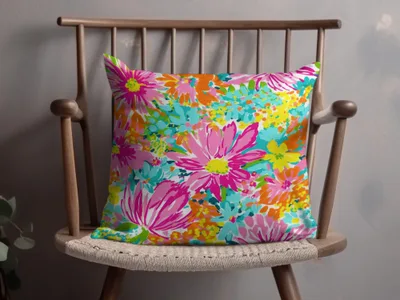 Bright and Bold Floral Design Decorative Pillow