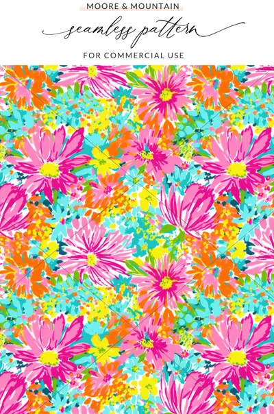 Multicolored Floral Seamless Pattern for Commercial Use