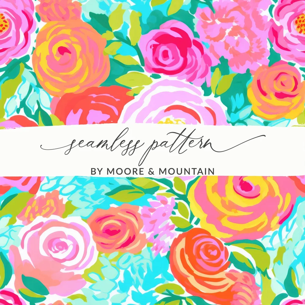 Bold Colorful Floral Seamless Pattern by Moore & Mountain