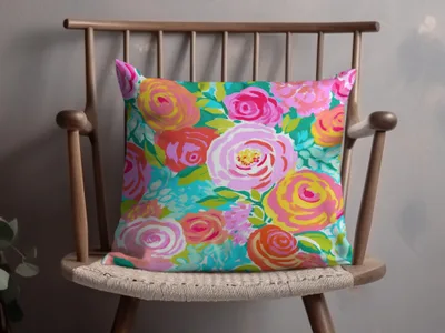Colorful Floral Pattern Decorative Throw Pillow Product