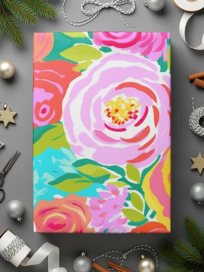 Colorful Floral Abstract Design Holiday Canvas Art