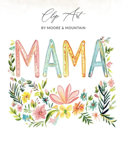 Preppy Mama Painterly SVG PNG, Watercolor Floral Digital Download, Artsy Girly Graphic, Vibrant Pastel Brushstroke Clipart, Trendy Art SVG