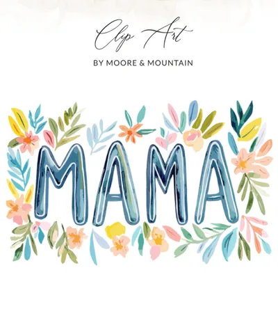 Preppy Mama SVG Digital Download, Watercolor Floral Mama PNG, Boho Mom Life Gift, New Mother Sublimation Design, Mother's Day Cute Clip Art