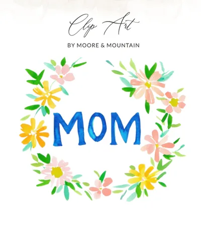Preppy Mom Preppy Clip Art PNG, SVG Digital, Painterly Floral Wreath, Gouache Style Illustration, Vibrant Pastel Artwork, Trendy Artsy Clipart SVG