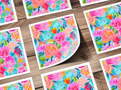 Vibrant Floral Pattern Art Print with Colorful Blooms