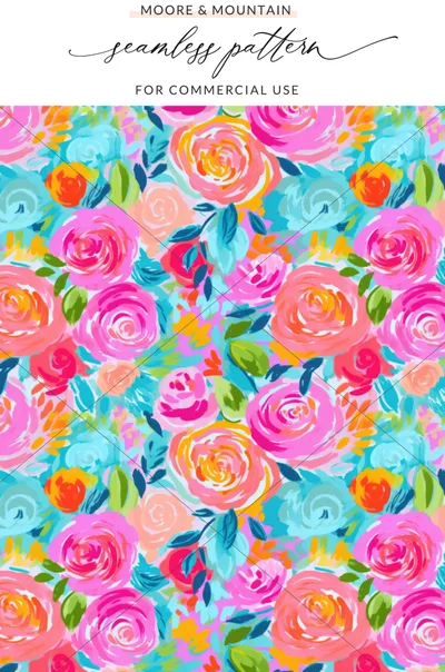 Colorful Floral Seamless Pattern for Commercial Use