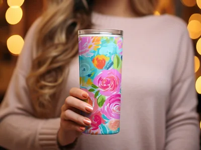 Colorful Floral Insulated Stainless Steel Tumbler