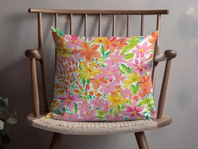 Colorful Floral Pattern Throw Pillow for Home Decor
