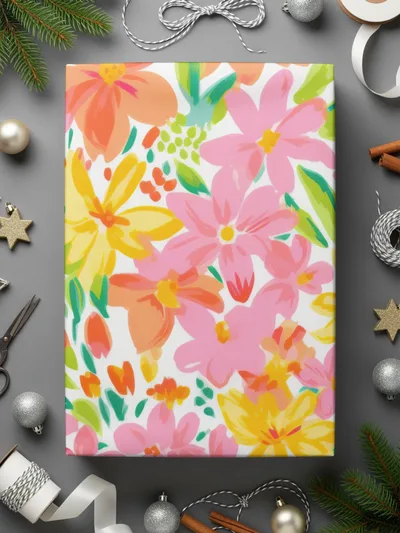Colorful Floral Gift Wrap for Festive Occasions