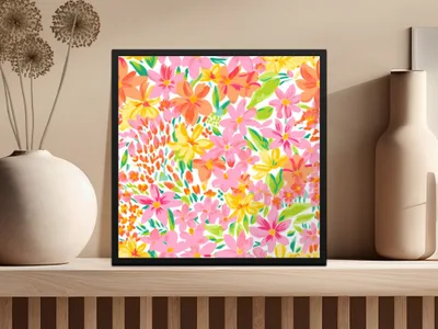 Vibrant Floral Print Art for Home Decor Wall Art
