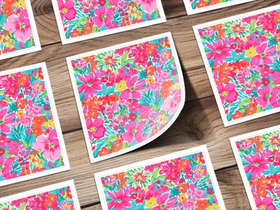 Bright and Colorful Floral Design Square Product