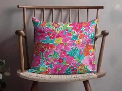 Vibrant Multicolor Floral Pattern Cushion Cover