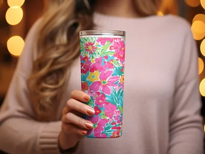 Vibrant Floral Pattern Insulated Tumbler for Beverages