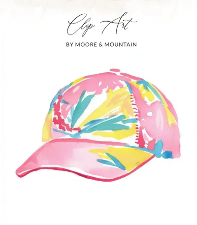 Preppy Painterly Baseball Cap SVG, Preppy PNG Clipart, Gouache Style Illustration, Preppy Clip Art Digital Artwork, Trendy Girly Graphic SVG