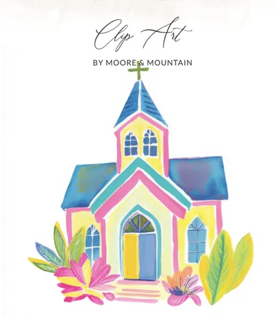 Preppy Painterly Church SVG, Preppy Chapel PNG Clipart, Gouache Style Digital, Preppy Clip Art Preppy Graphic, Vibrant Pastel Aesthetic Art SVG