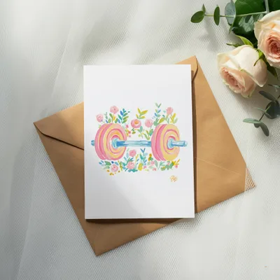 Preppy Painterly Dumbbell SVG, Hand Painted Floral Gym PNG Clipart, Watercolor Fitness Graphic, Artsy Girly Workout Illustration, Dreamy SVG