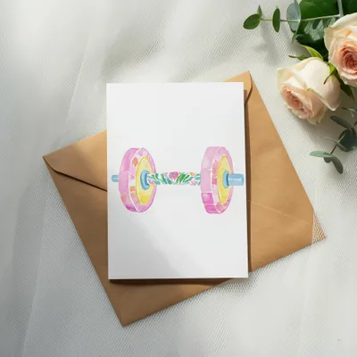 Preppy Painterly Dumbbell SVG, Hand Painted Floral Gym PNG Clipart, Watercolor Fitness Graphic, Vibrant Pastel Workout Art, Digital Download