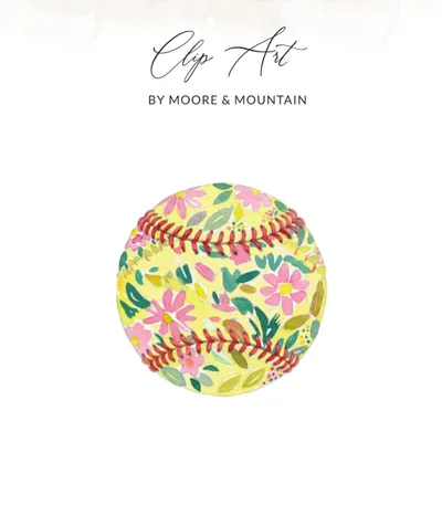 Preppy Painterly Softball SVG Digital File, Gouache Style Illustration PNG, Watercolor Preppy Graphic, Artsy Girly Baseball Clipart