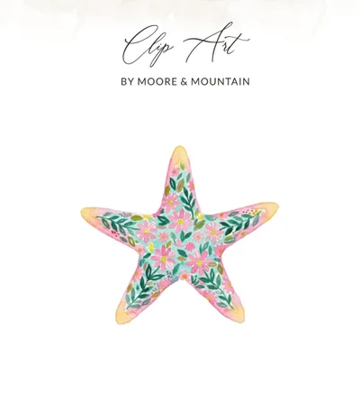 Preppy Painterly Starfish SVG PNG | Gouache Style Watercolor Graphic Clipart | Artsy Girly Pastel Artwork for Crafts & Cricut Digital File