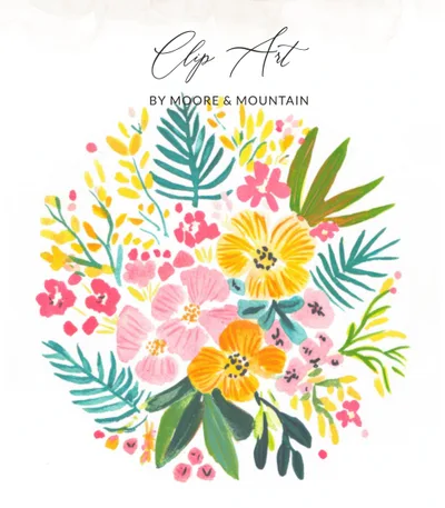 Preppy Painterly SVG, Hand Painted PNG Clipart, Gouache Style Floral Illustration, Vibrant Pastel Artwork, Trendy Digital Download, Modern