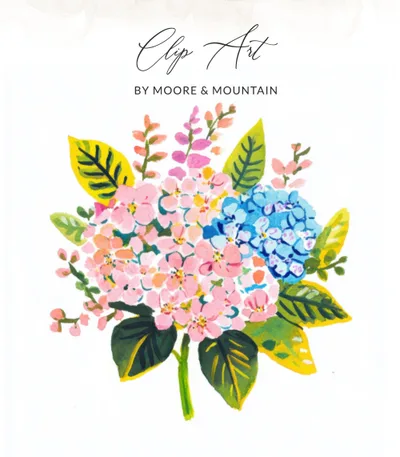 Preppy Painterly SVG, Hand Painted PNG Clipart, Gouache Style Illustration, Watercolor Preppy Graphic, Hydrangea Floral, Boutique Style