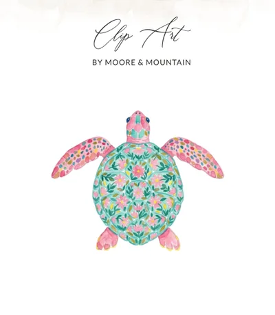Preppy Painterly Turtle SVG PNG Digital Art, Preppy Clip Art Graphic, Vibrant Pastel Sea Turtle Clipart for Cricut Sublimation, Artsy Girly SVG