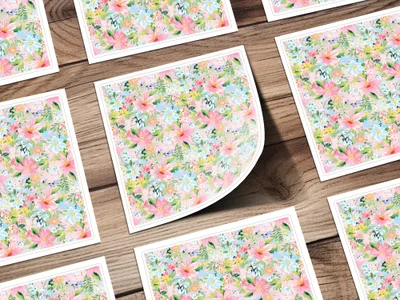 Colorful Floral Pattern Design Print on Paper Product