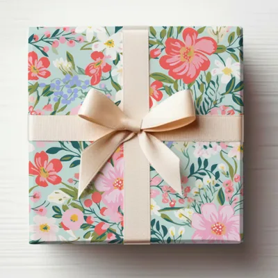 Floral Gift Wrap with Elegant Bow for Presents