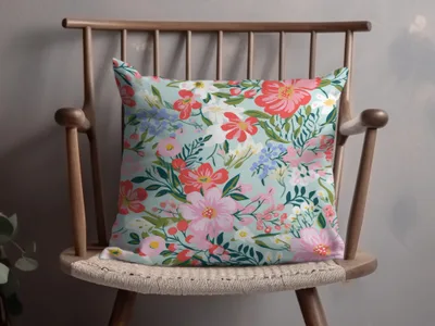 Vibrant Floral Design Decorative Throw Pillow Product