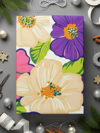 Preppy Pink Floral Digital Paper, 60s Floral Pattern, Retro Flower Background, Seamless Flower Pattern, Purple Flower Digital Download - Moore and Mountain