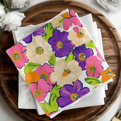 Preppy Pink Floral Digital Paper, 60s Floral Pattern, Retro Flower Background, Seamless Flower Pattern, Purple Flower Digital Download - Moore and Mountain