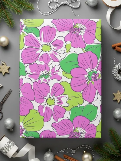 Preppy Pink Green Floral Digital Background, 60's floral pattern, Seamless Pattern, Repeat Pattern, Flower Print, Digital Paper, Fabric Design - Moore and Mountain