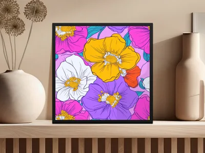 Preppy Pink Groovy Floral Background Digital Download, Seamless Retro Flowers, 60s Floral Pattern, Floral Design, Printable Art - Moore and Mountain